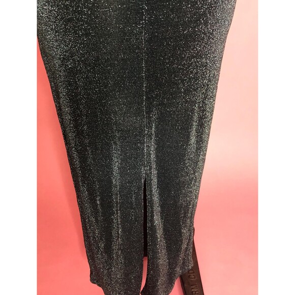 1990s-Y2K ALL THAT JAZZ Green & Silver Glitter Metallic Maxi Dress W/High Slit S - Picture 8 of 9